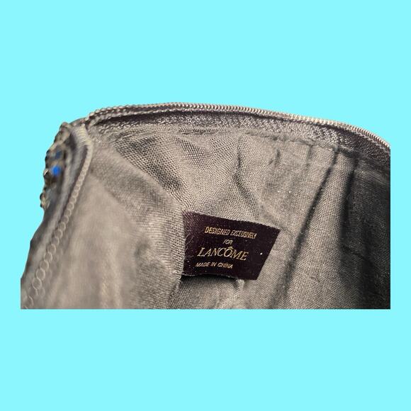 Lancome Beaded Clutch Evening Bag Zipper 4 1/2” X 6” Black - Picture 11 of 13